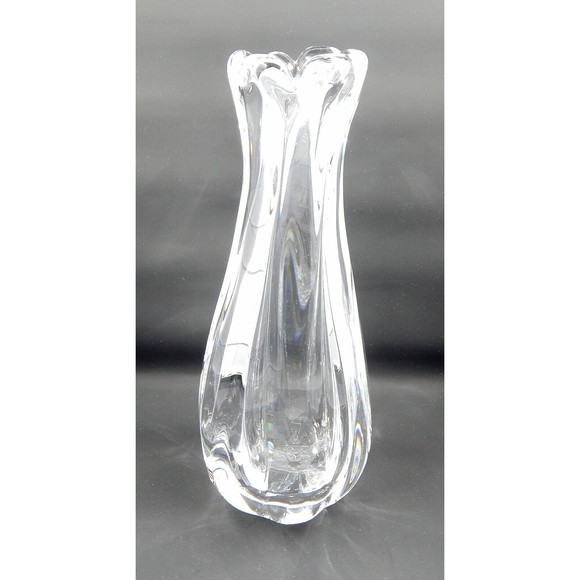 Orrefors Crystal Finger Swung Bud Vase Tulip Ribbed Melon Bulbous Signed - Picture 2 of 12